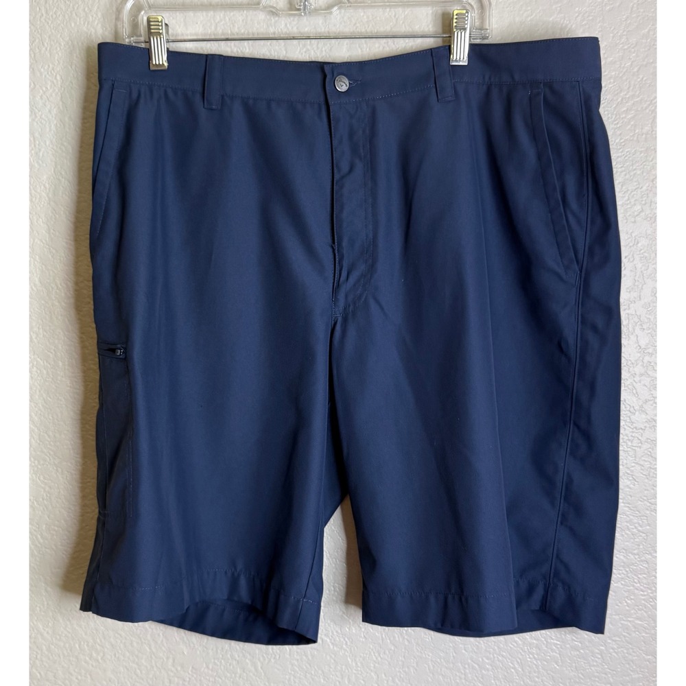 Callaway Mens 38 Golf Shorts Navy Blue Performance Flat Front Zipper Pockets